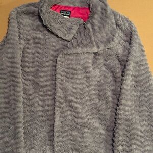 Patagonia Pelage Jacket Women Size M Grey High-Pile Fleece Fuzzy Faux Fur
